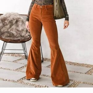 Rust Flare Corduroy Pants